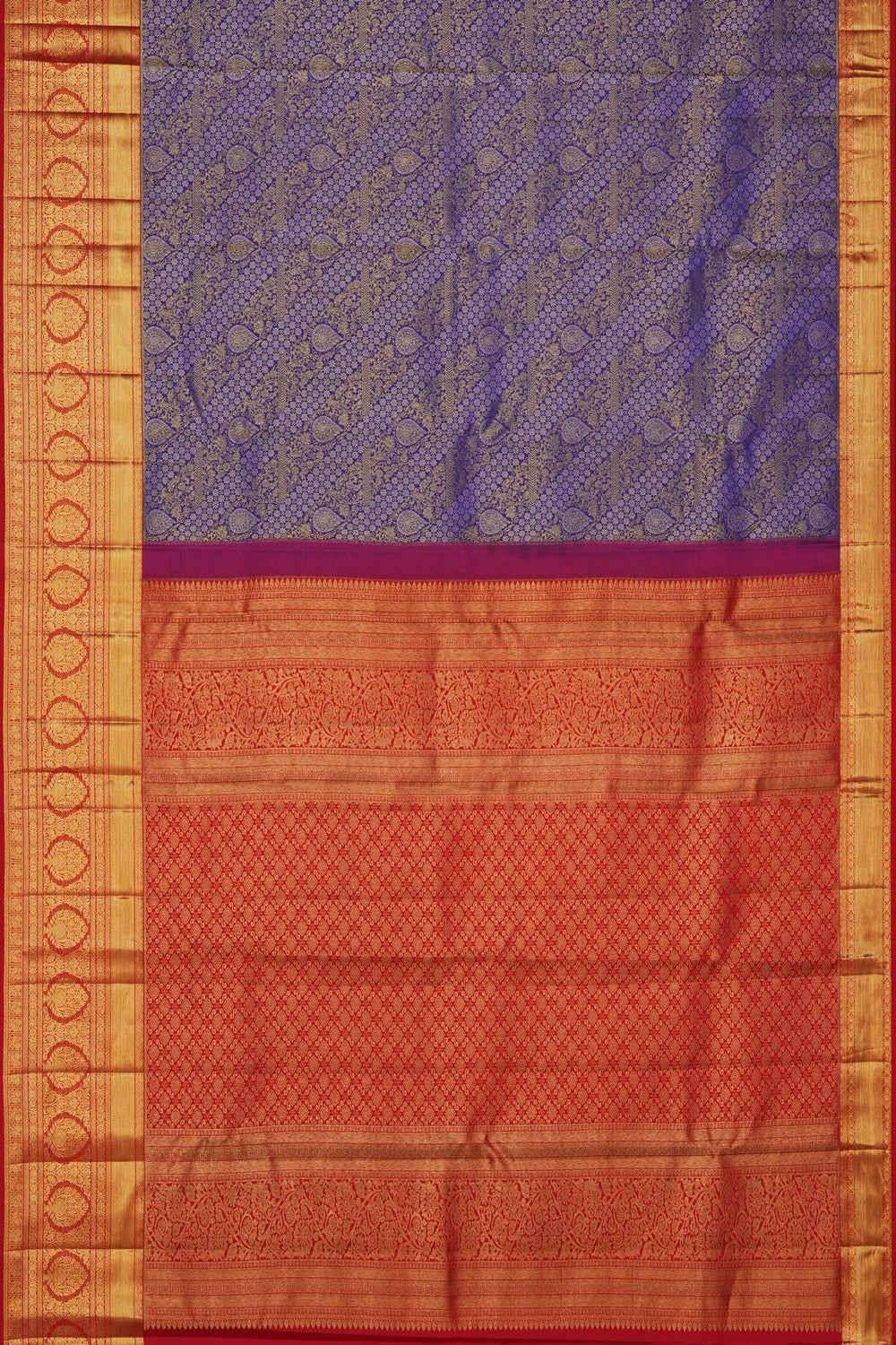 Image of Kanchipattu Tissue Dark Blue Saree