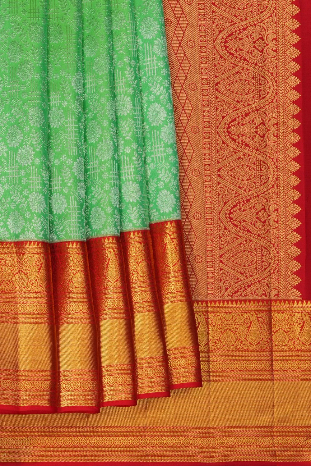 Image of Kanchipattu Tissue Light Green Saree