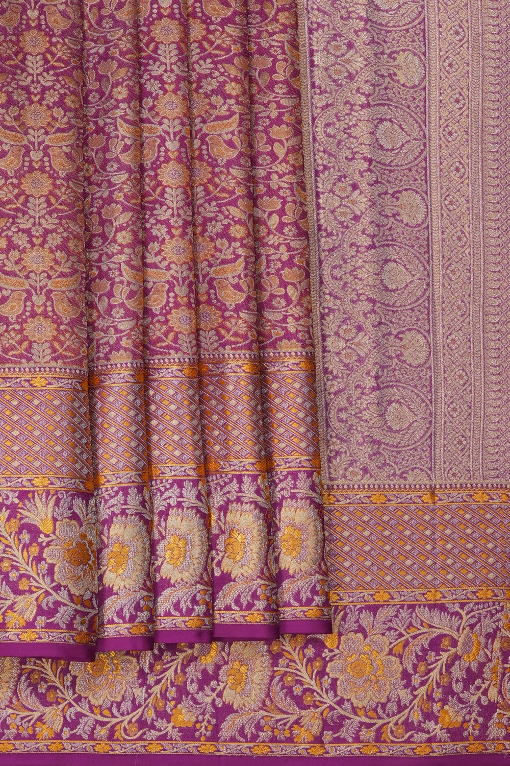 Image of Kanchipattu Tissue Magenta Saree