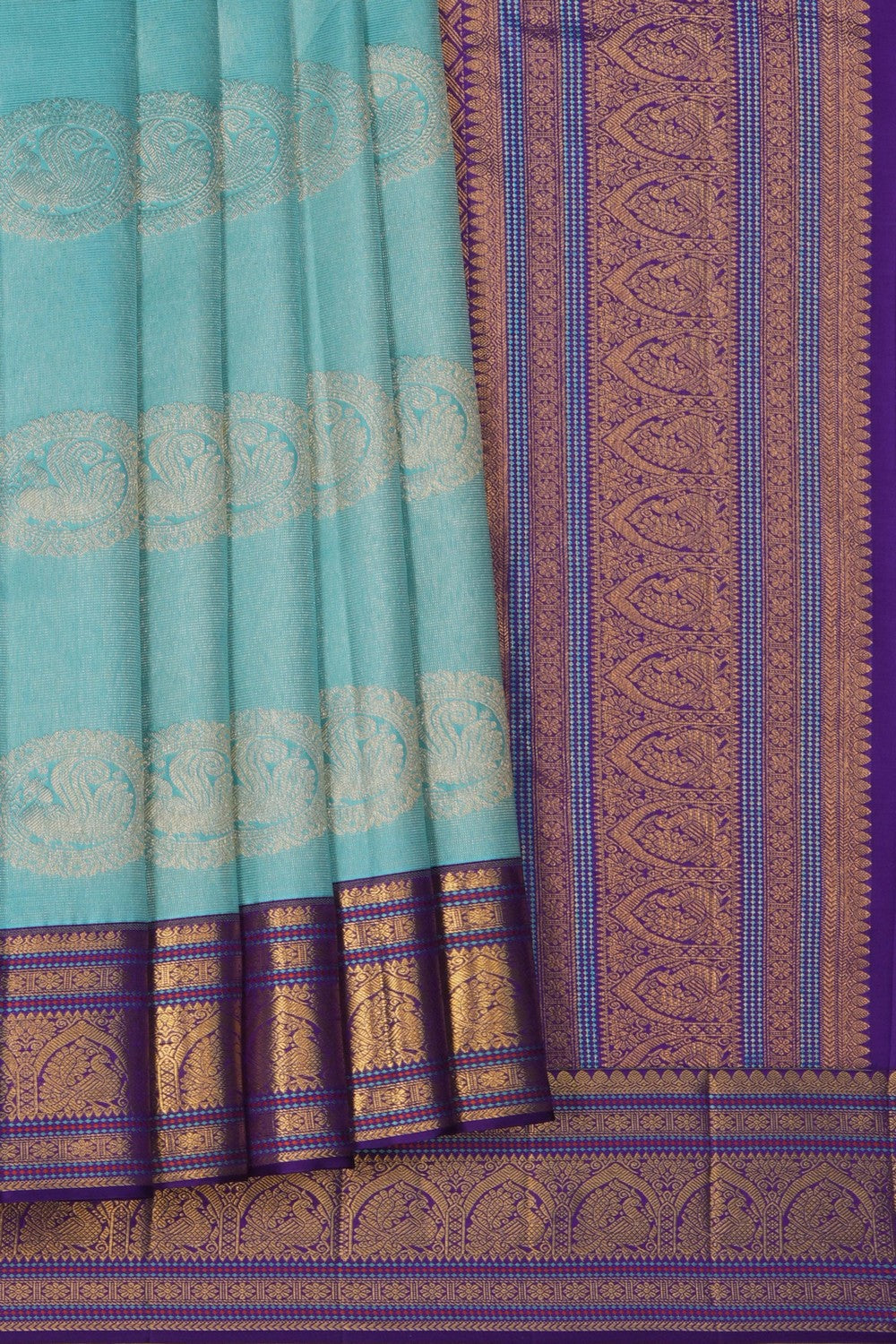 Image of Kanchipattu Silk Light Blue Saree
