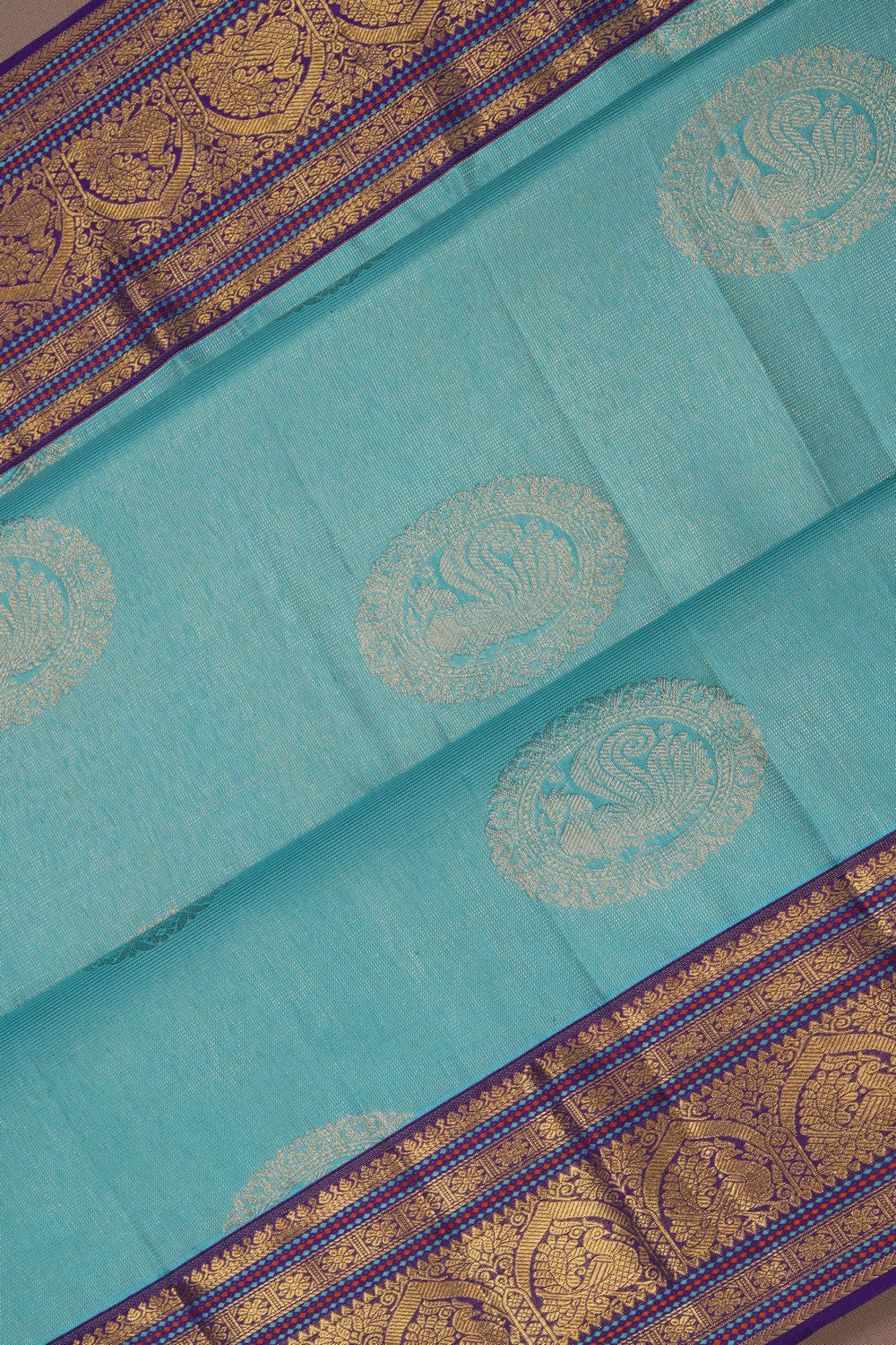 Image of Kanchipattu Silk Light Blue Saree
