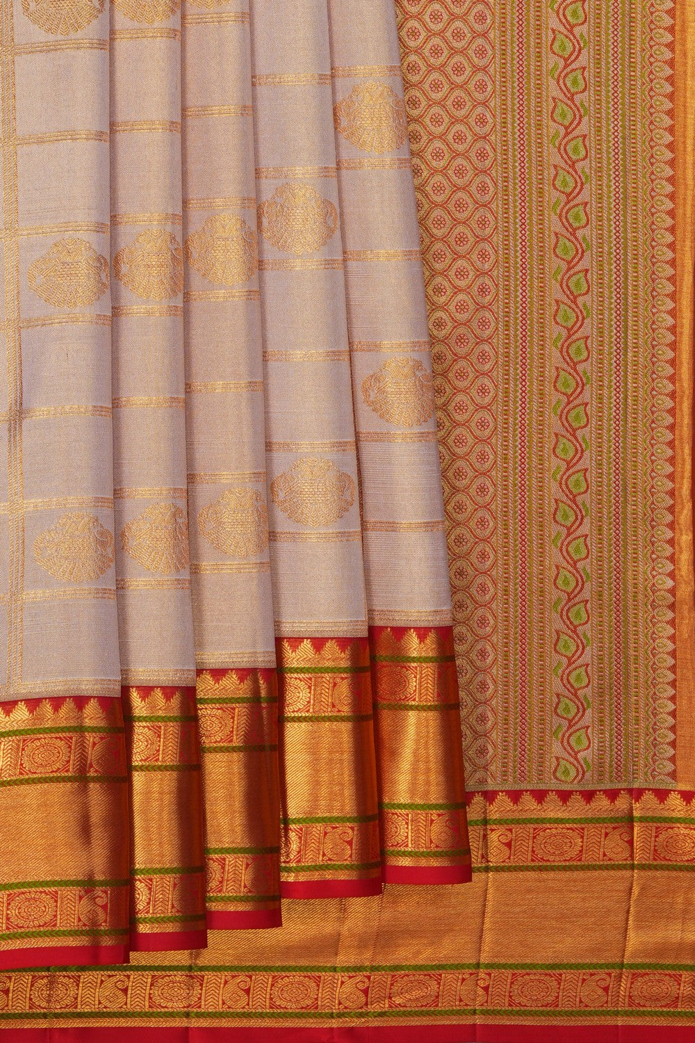 Image of Kanchipattu Silk Off-White Saree