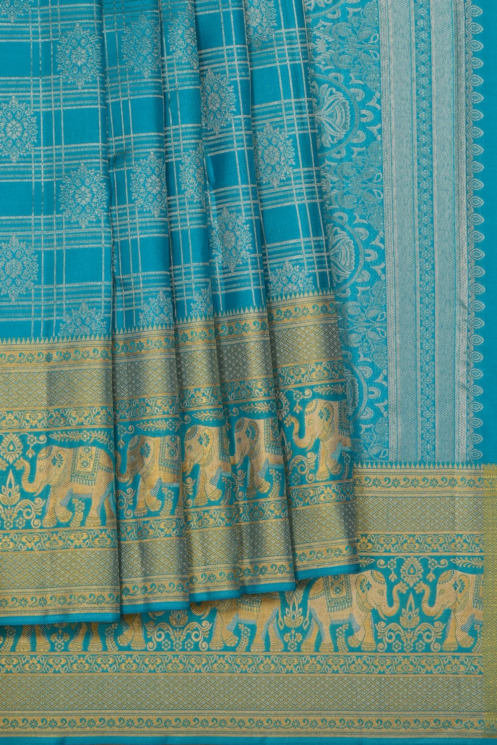 Image of Kanchipattu Silk Blue Saree