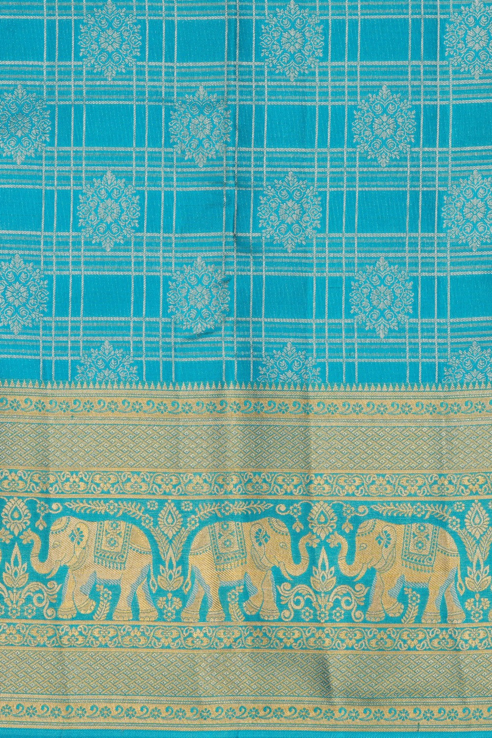 Image of Kanchipattu Silk Blue Saree