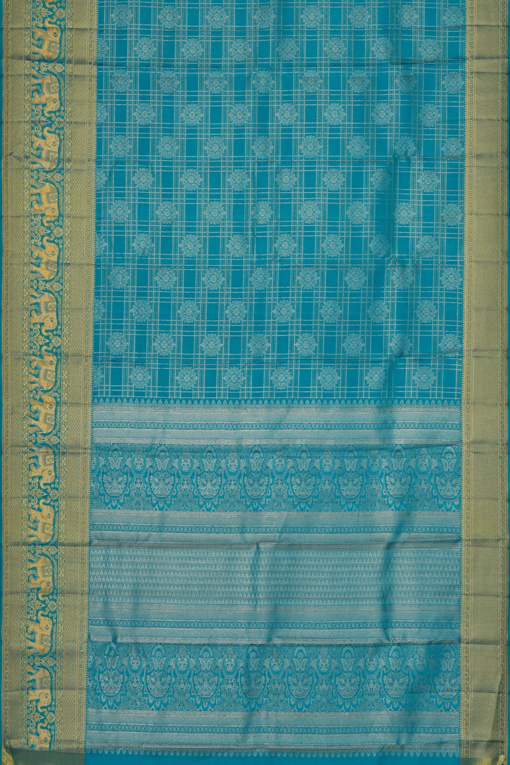 Image of Kanchipattu Silk Blue Saree