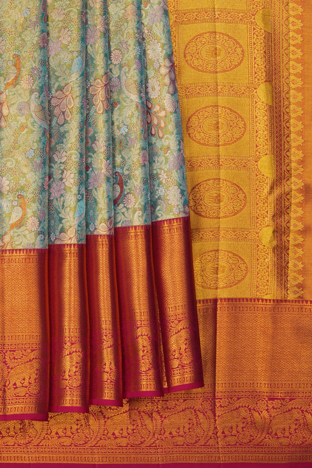 Image of Kanchipattu Silk Blue Saree