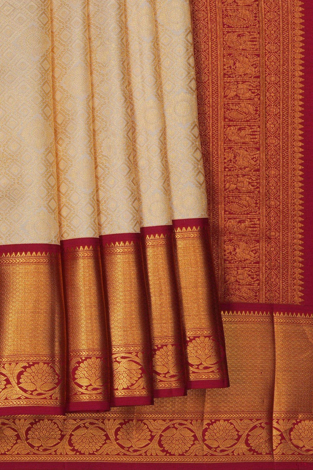 Image of Kanchipattu Silk Cream Saree