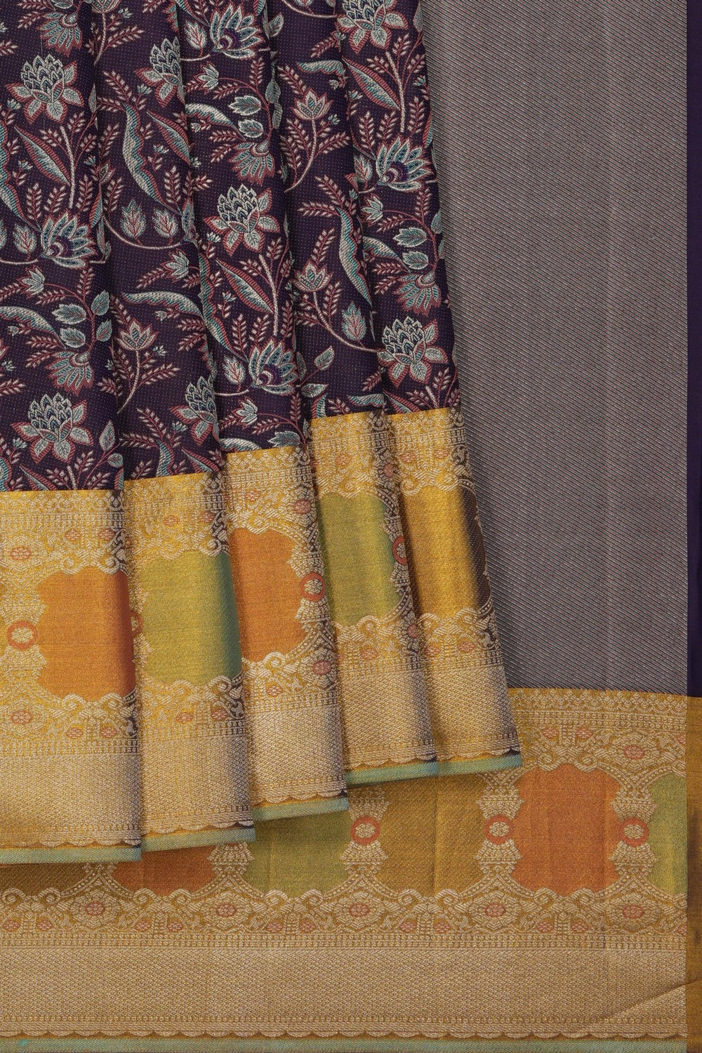 Image of Kanchipattu Silk Navy Blue Saree