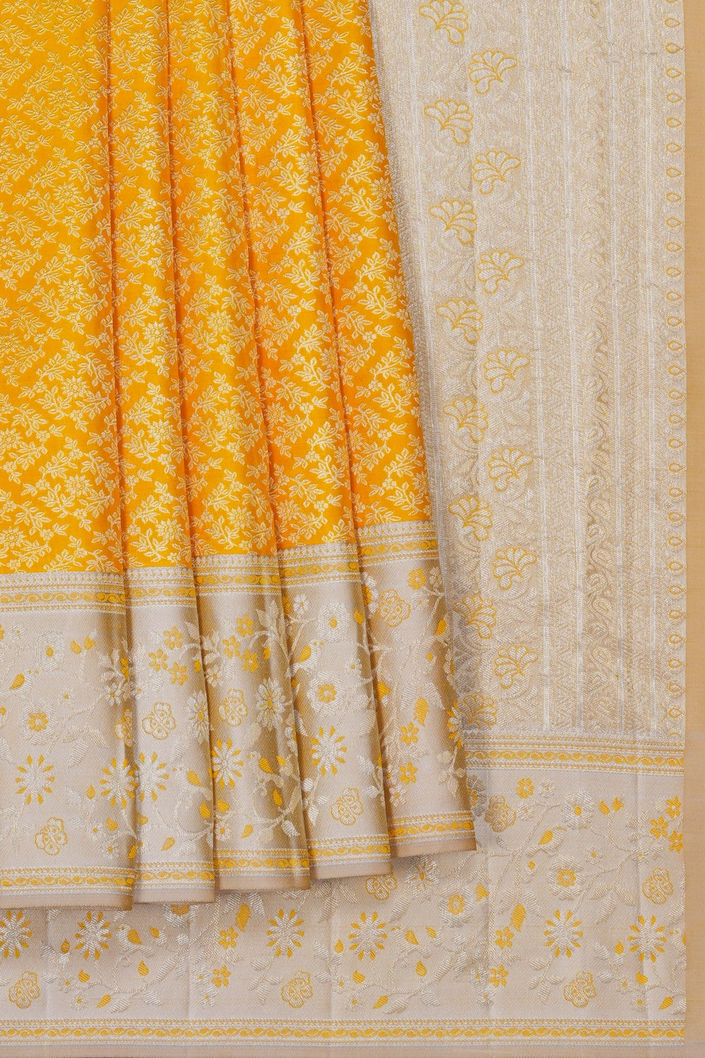 Image of Kanchipattu Silk Yellow Saree