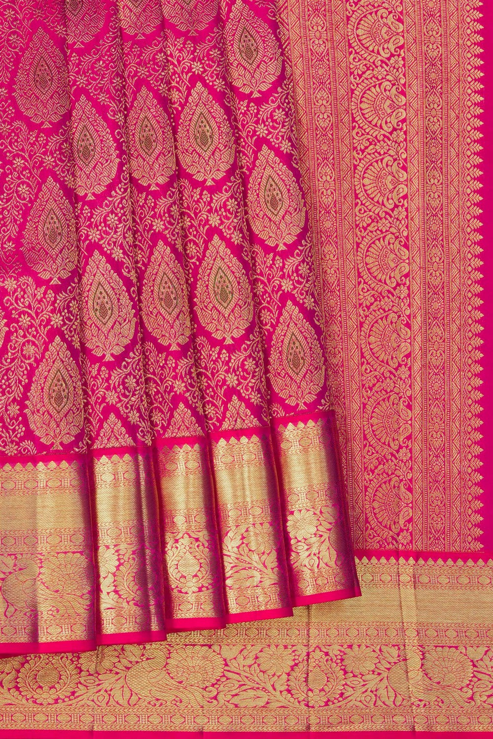 Image of Kanchipattu Silk Bright Pink Saree