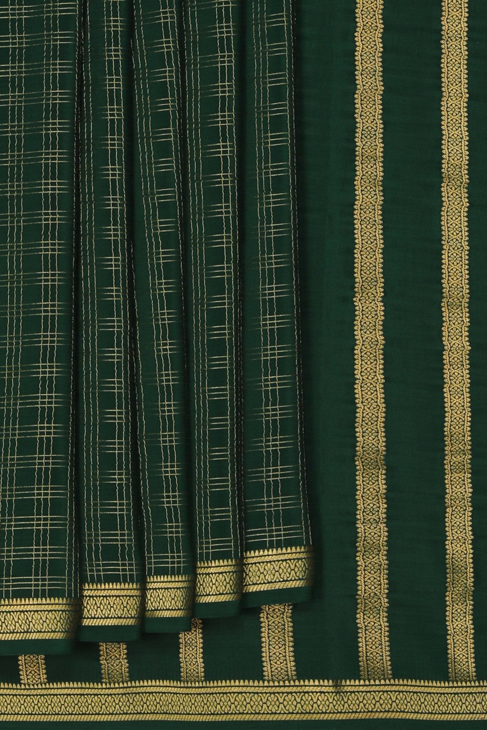 Image of Binny Crepe Silk Bottle Green Saree