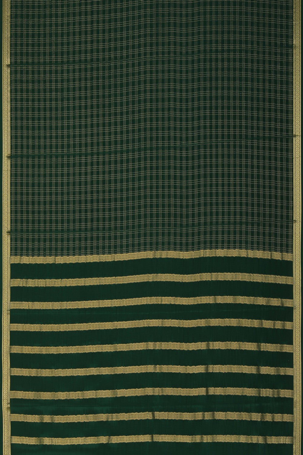 Image of Binny Crepe Silk Bottle Green Saree