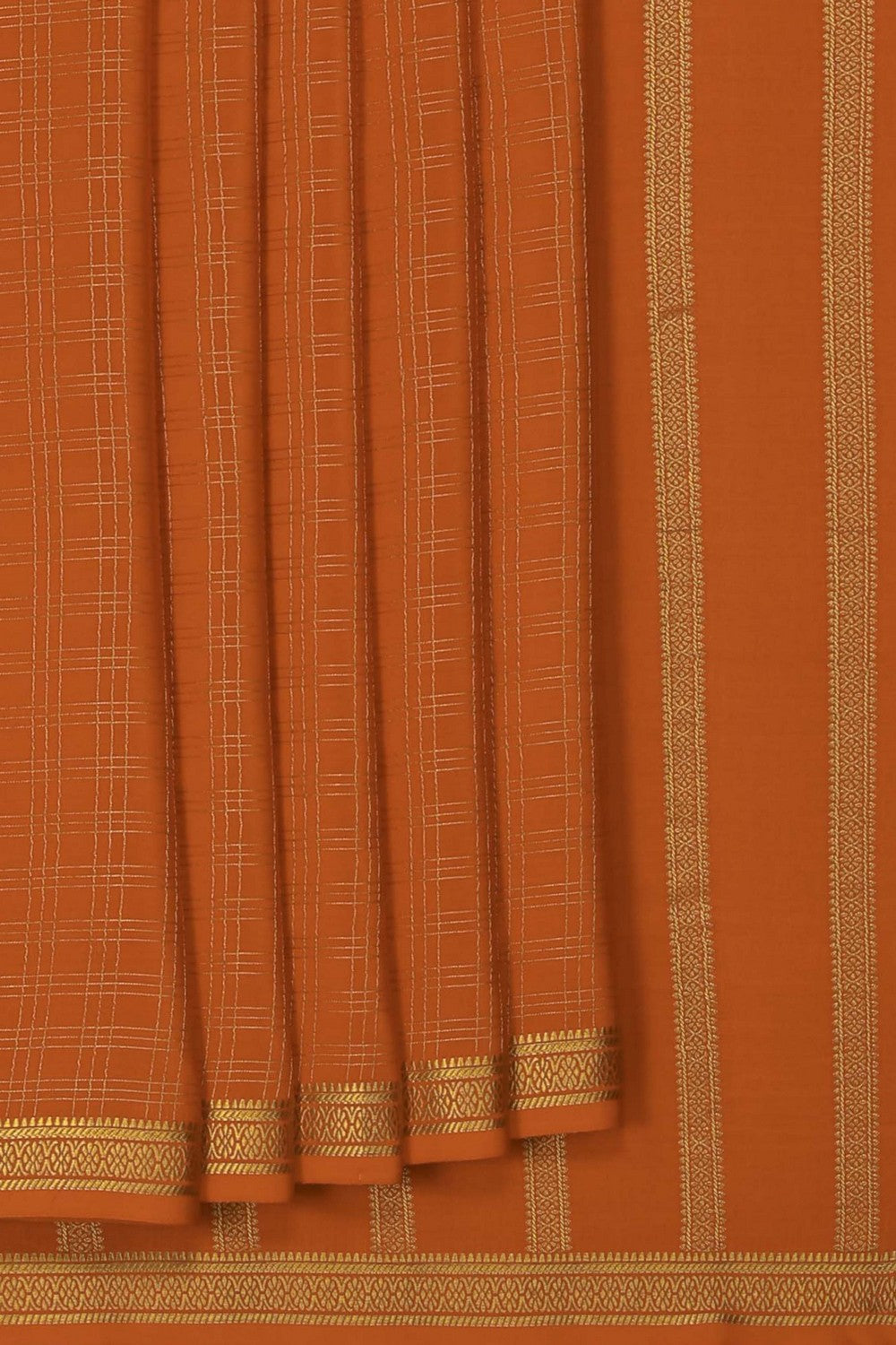 Image of Binny Crepe Silk Burnt Orange Saree
