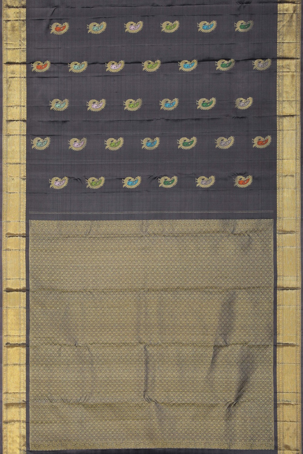 Image of Kanchipattu Silk Dark Grey Saree