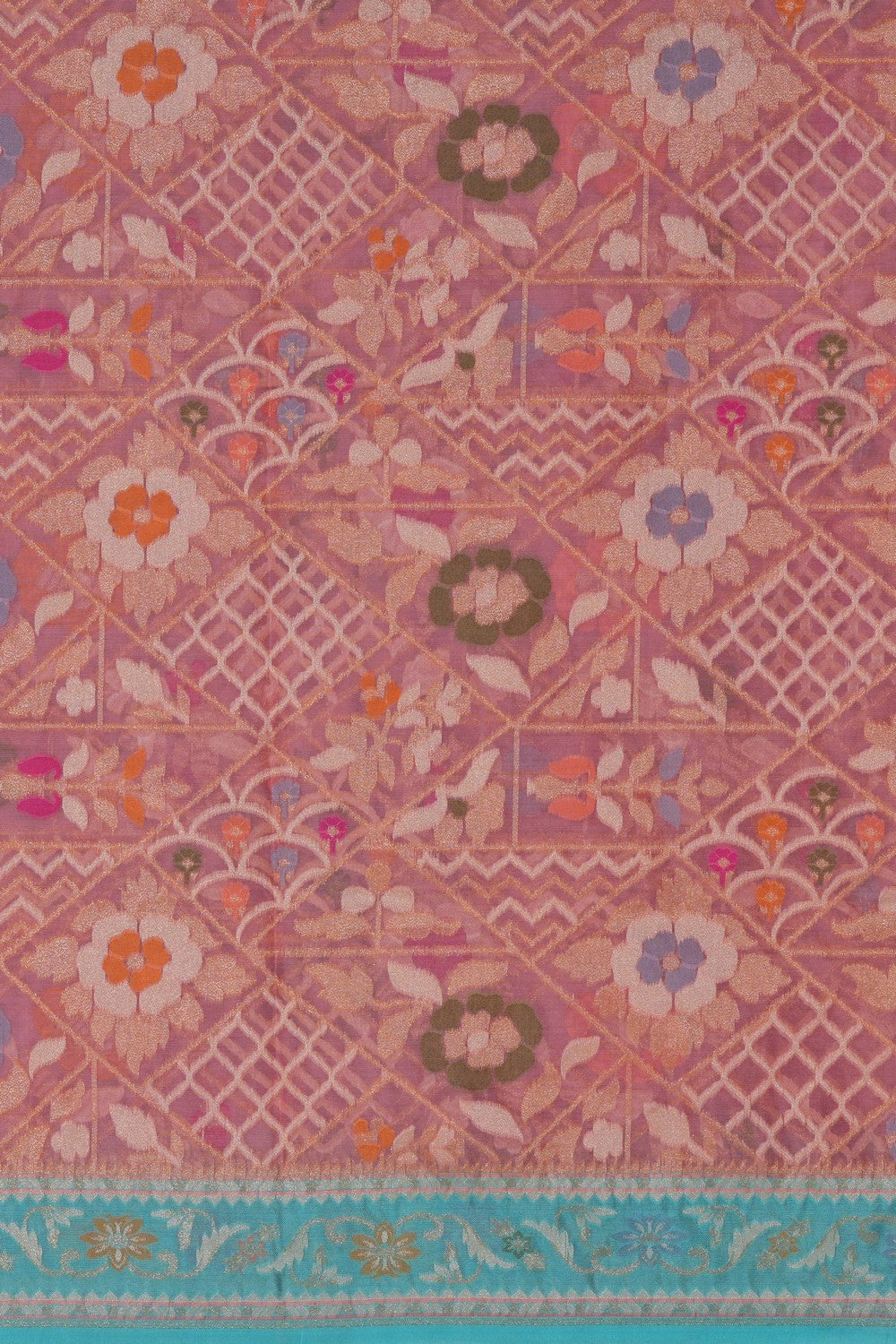 Image of Banarasi Kora Peach Pink Saree