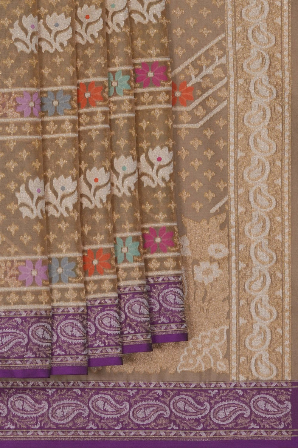 Image of Banarasi Kora Dark Beige Saree