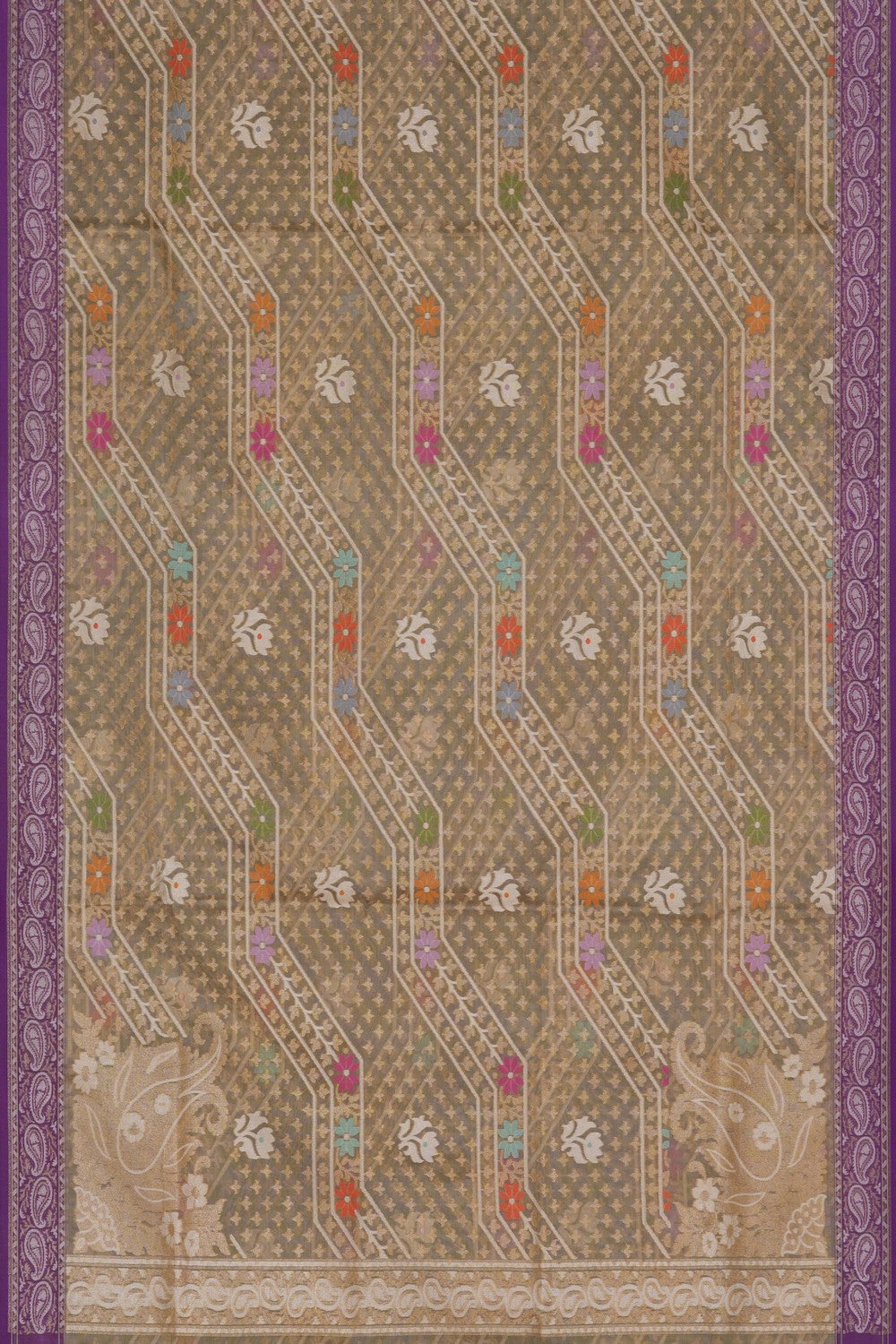 Image of Banarasi Kora Dark Beige Saree