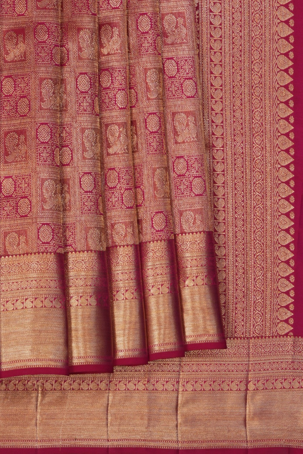 Image of Kanchipattu Silk Dark Magenta Pink Saree