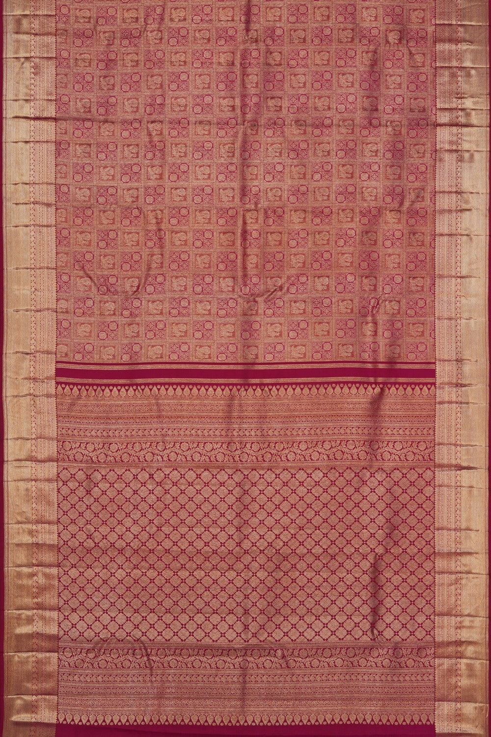Image of Kanchipattu Silk Dark Magenta Pink Saree