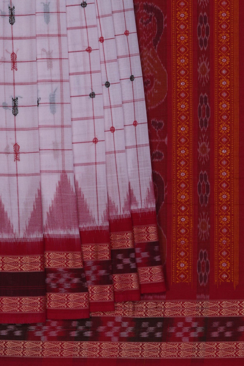 Image of Sambalpuri Cotton White Saree
