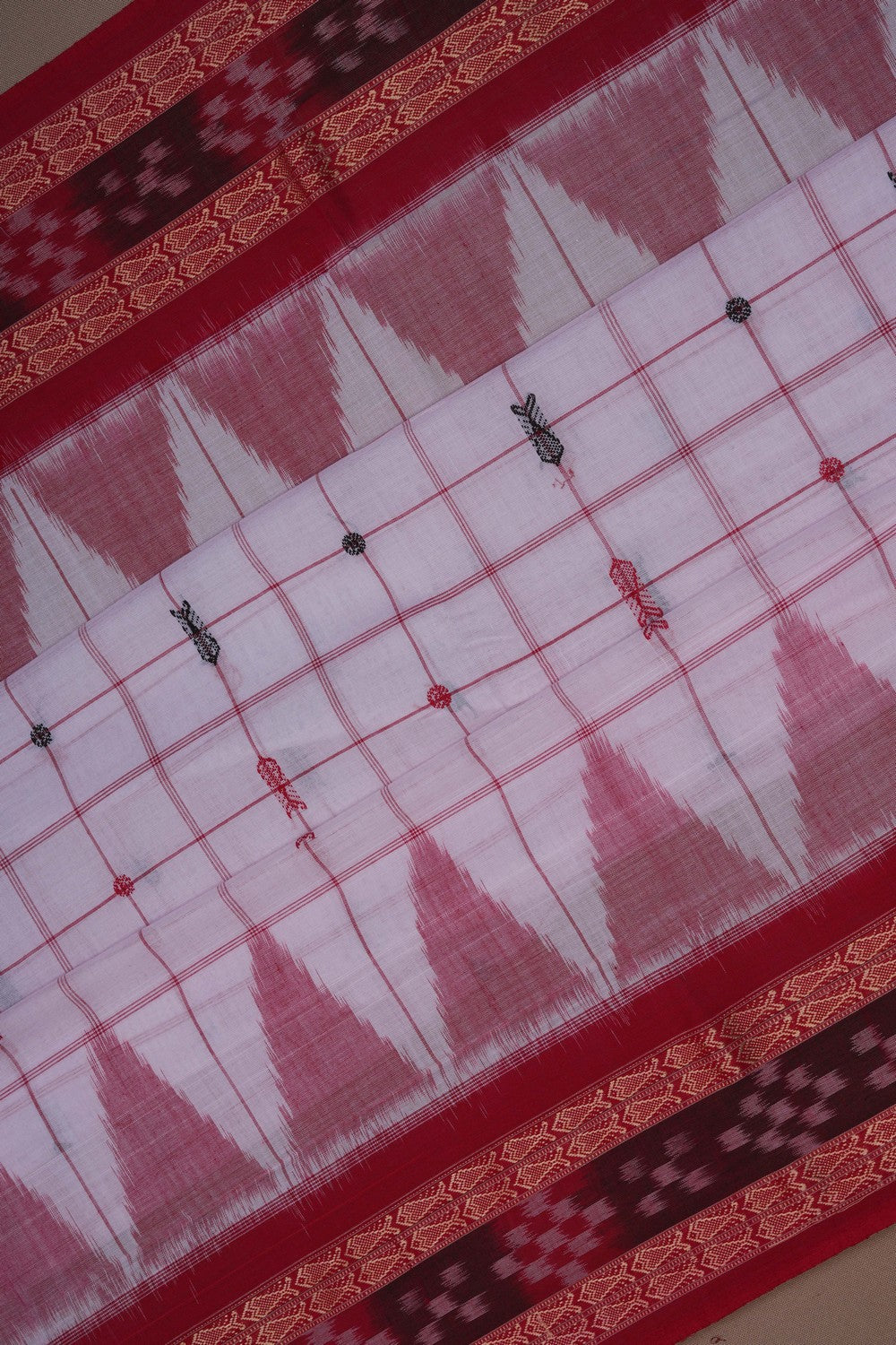 Image of Sambalpuri Cotton White Saree