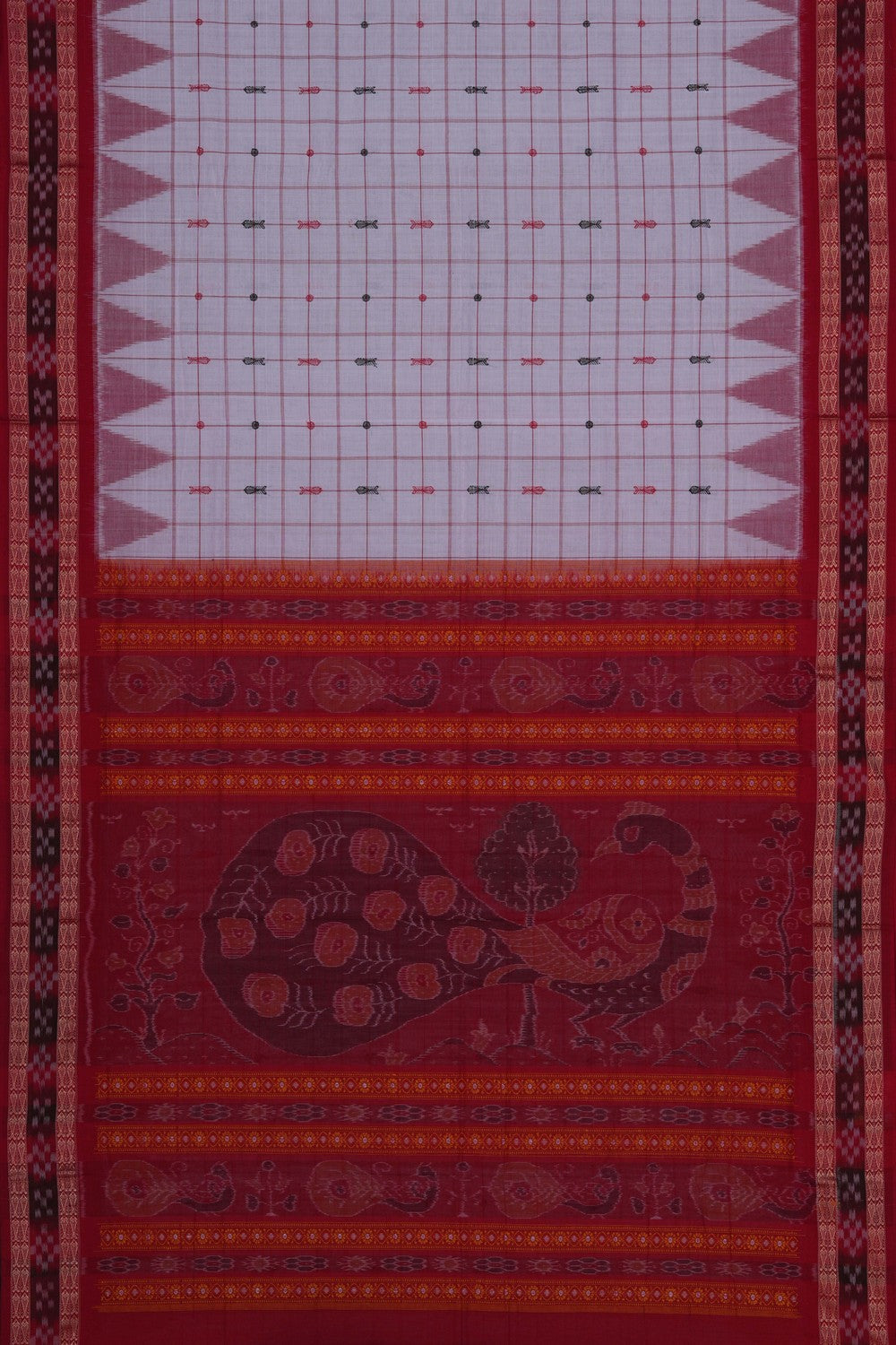 Image of Sambalpuri Cotton White Saree