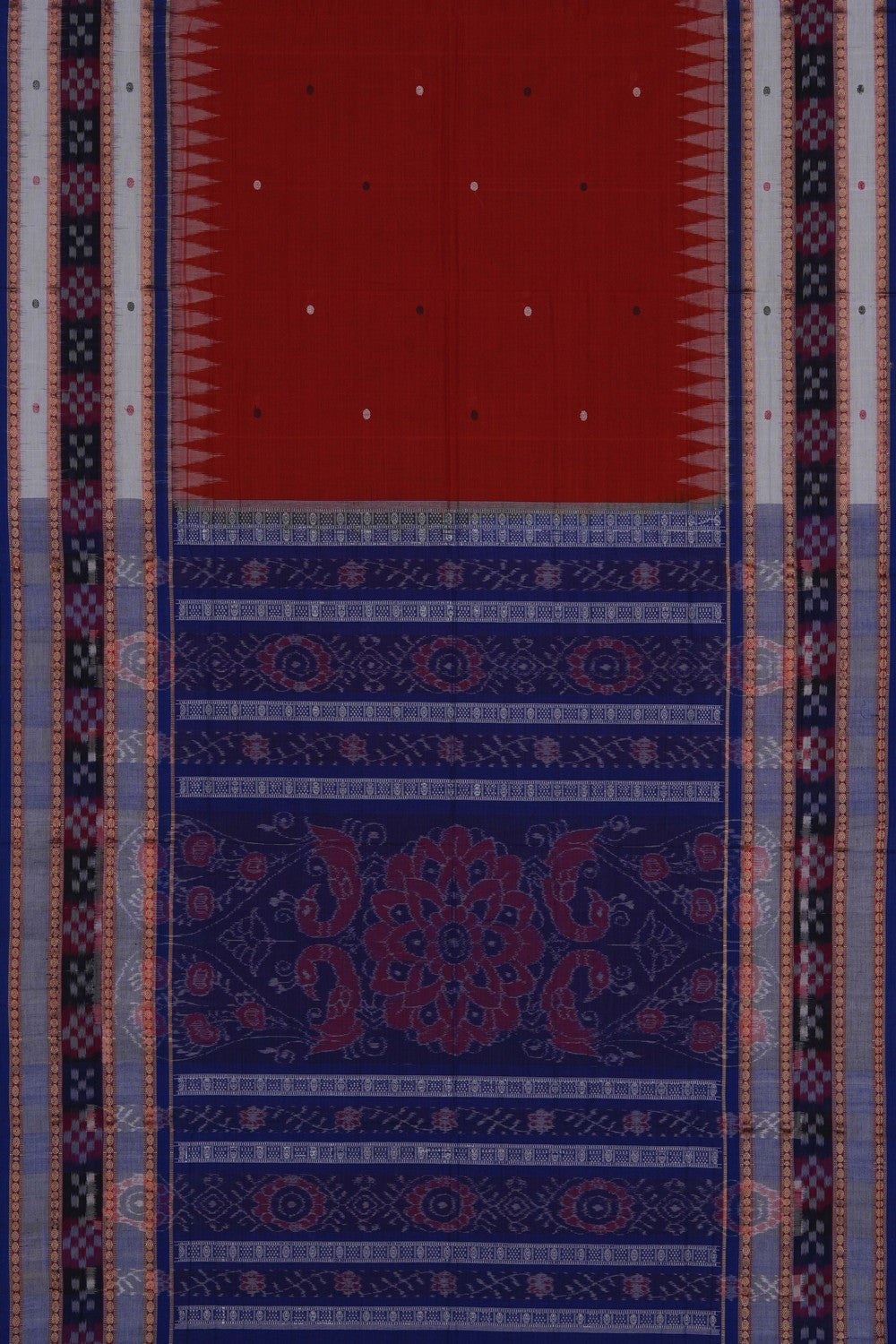 Image of Sambalpuri Cotton Red Saree