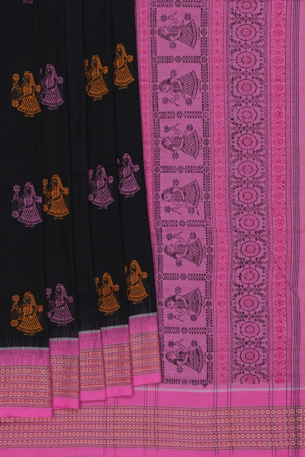 Image of Sambalpuri Cotton Black Saree