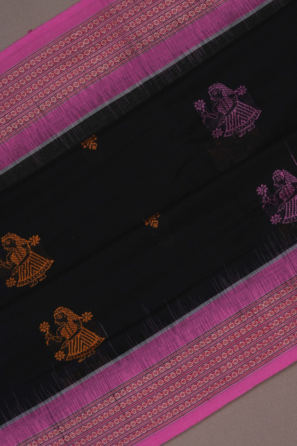 Image of Sambalpuri Cotton Black Saree