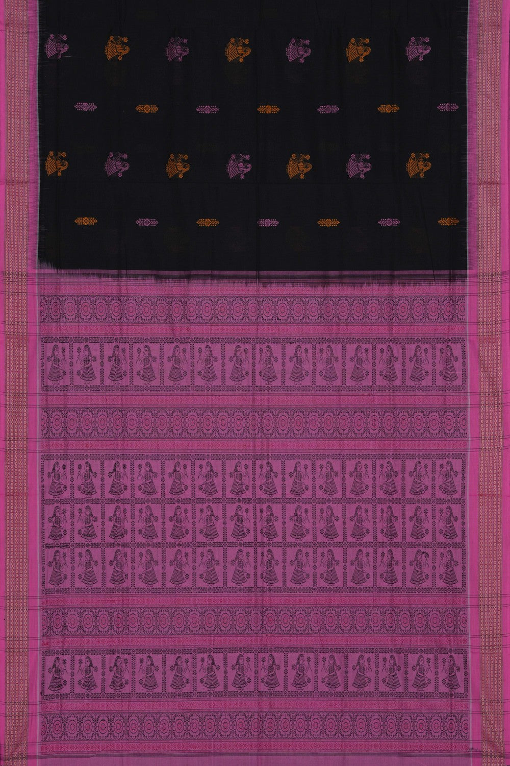Image of Sambalpuri Cotton Black Saree