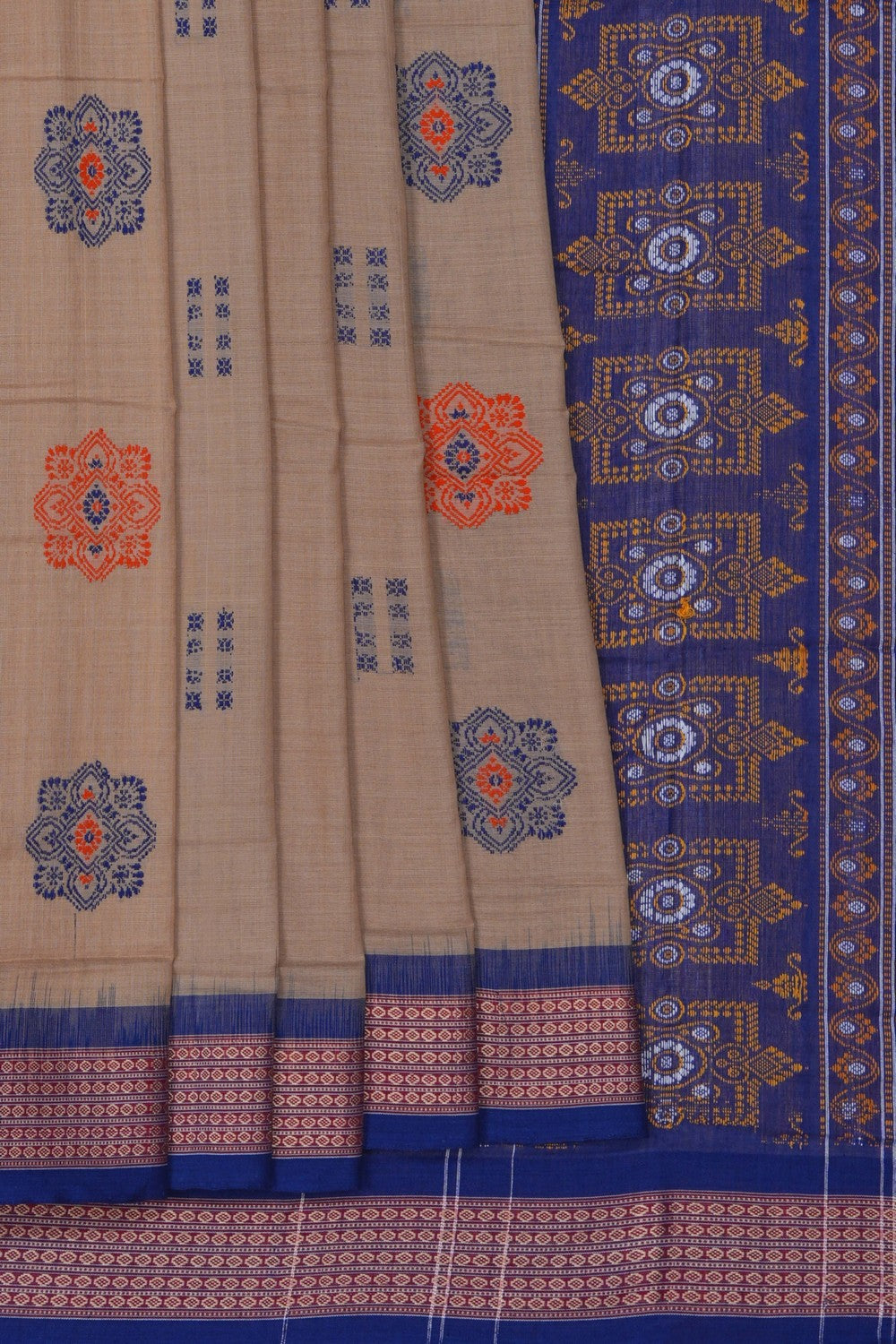 Image of Sambalpuri Cotton Beige Saree
