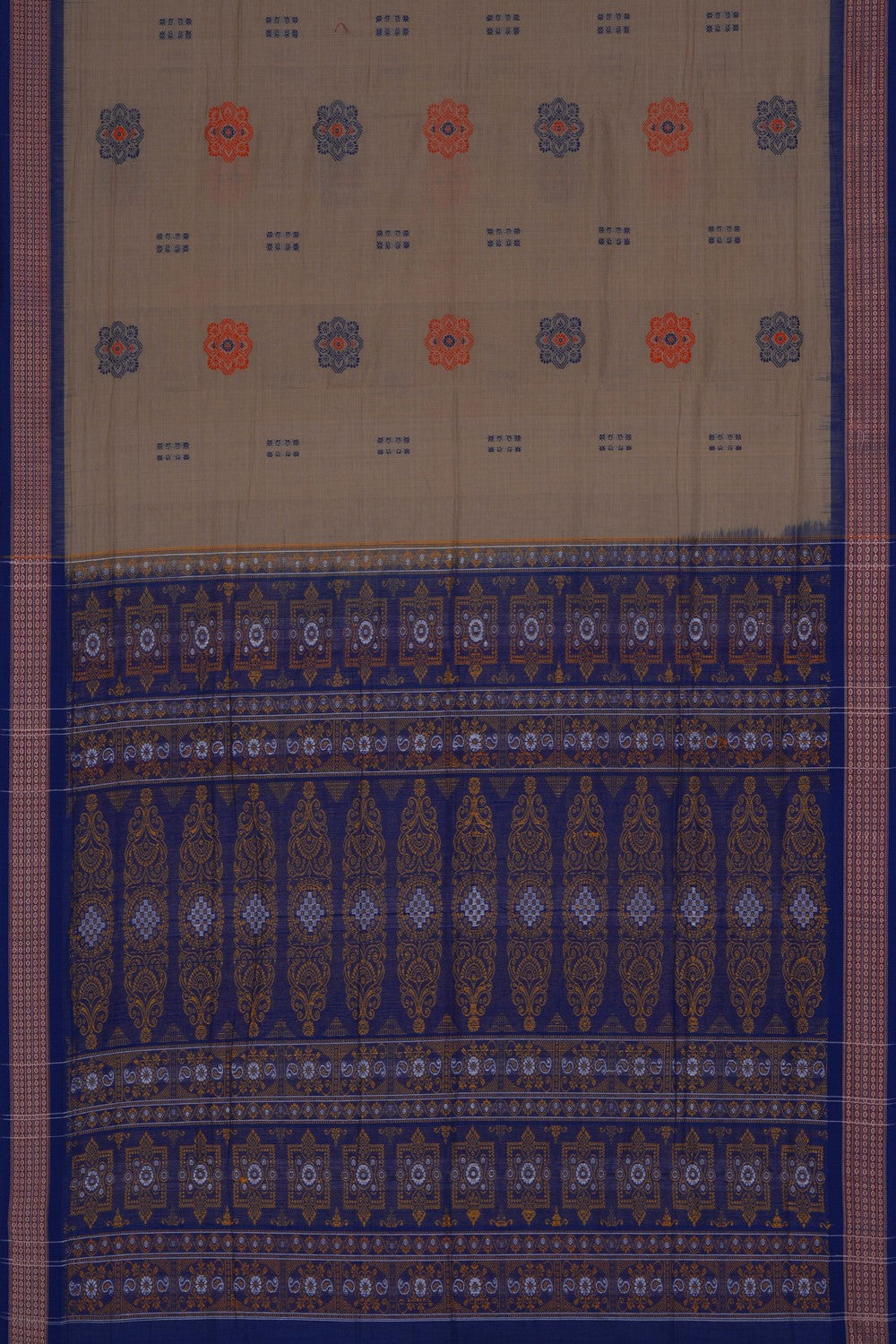 Image of Sambalpuri Cotton Beige Saree
