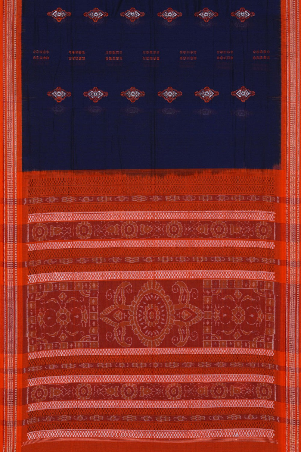 Image of Sambalpuri Cotton Navy Blue Saree