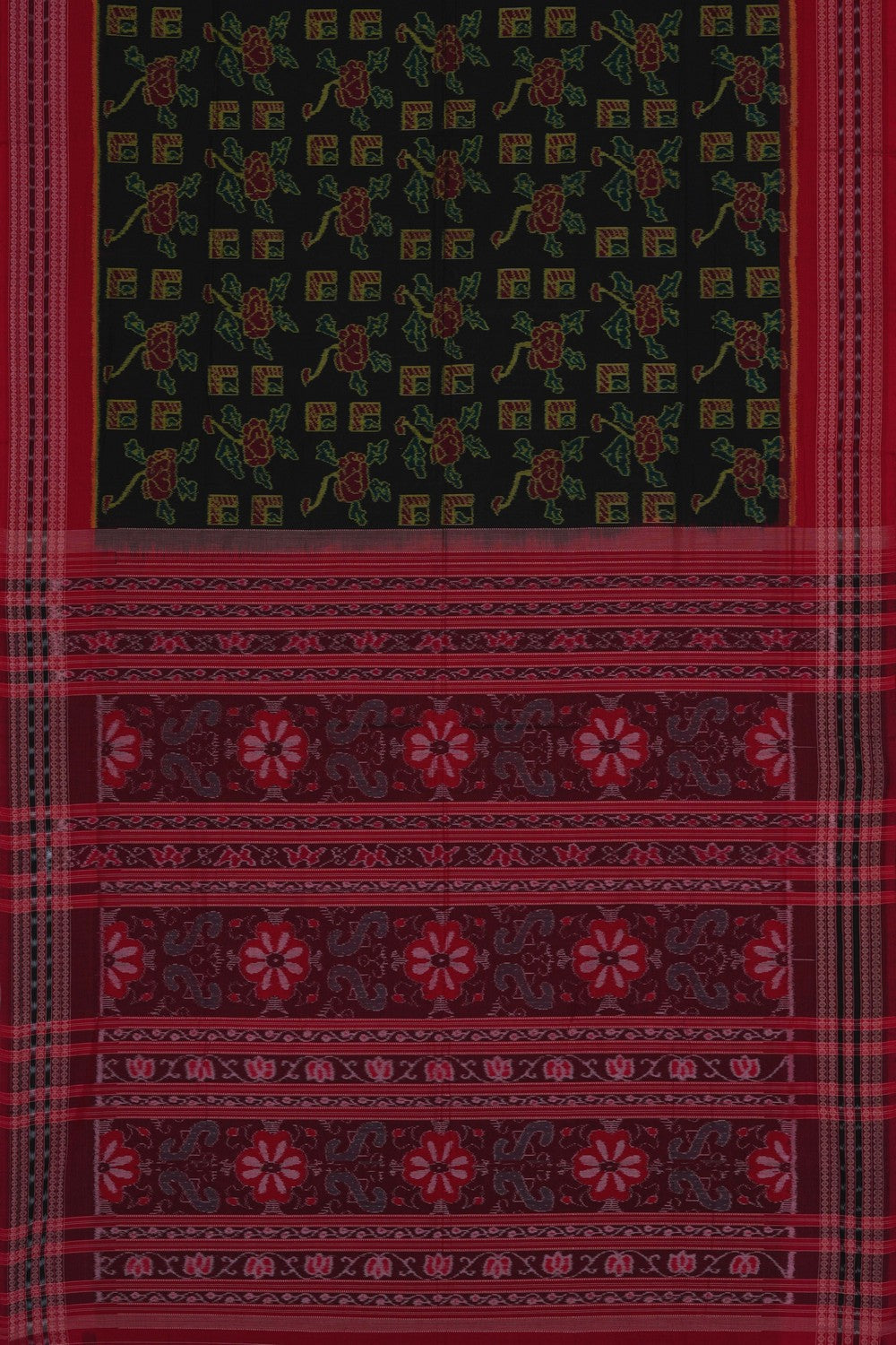 Image of Sambalpuri Cotton Bottle Green Saree