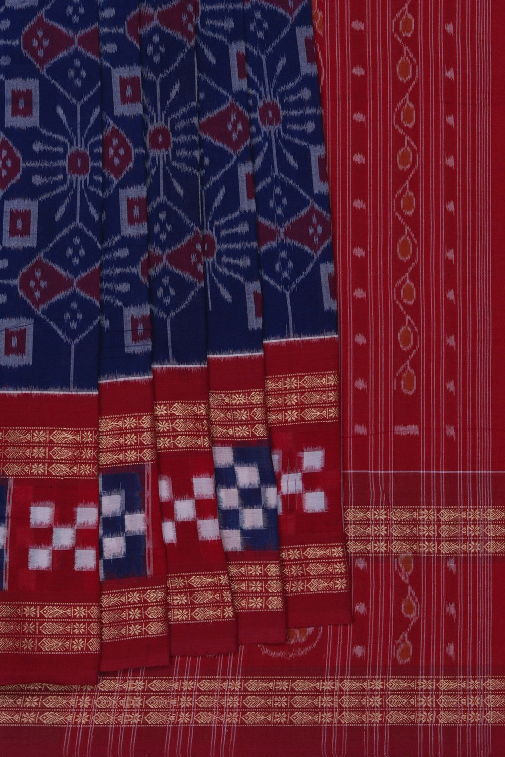 Image of Sambalpuri Cotton Indigo Blue Saree