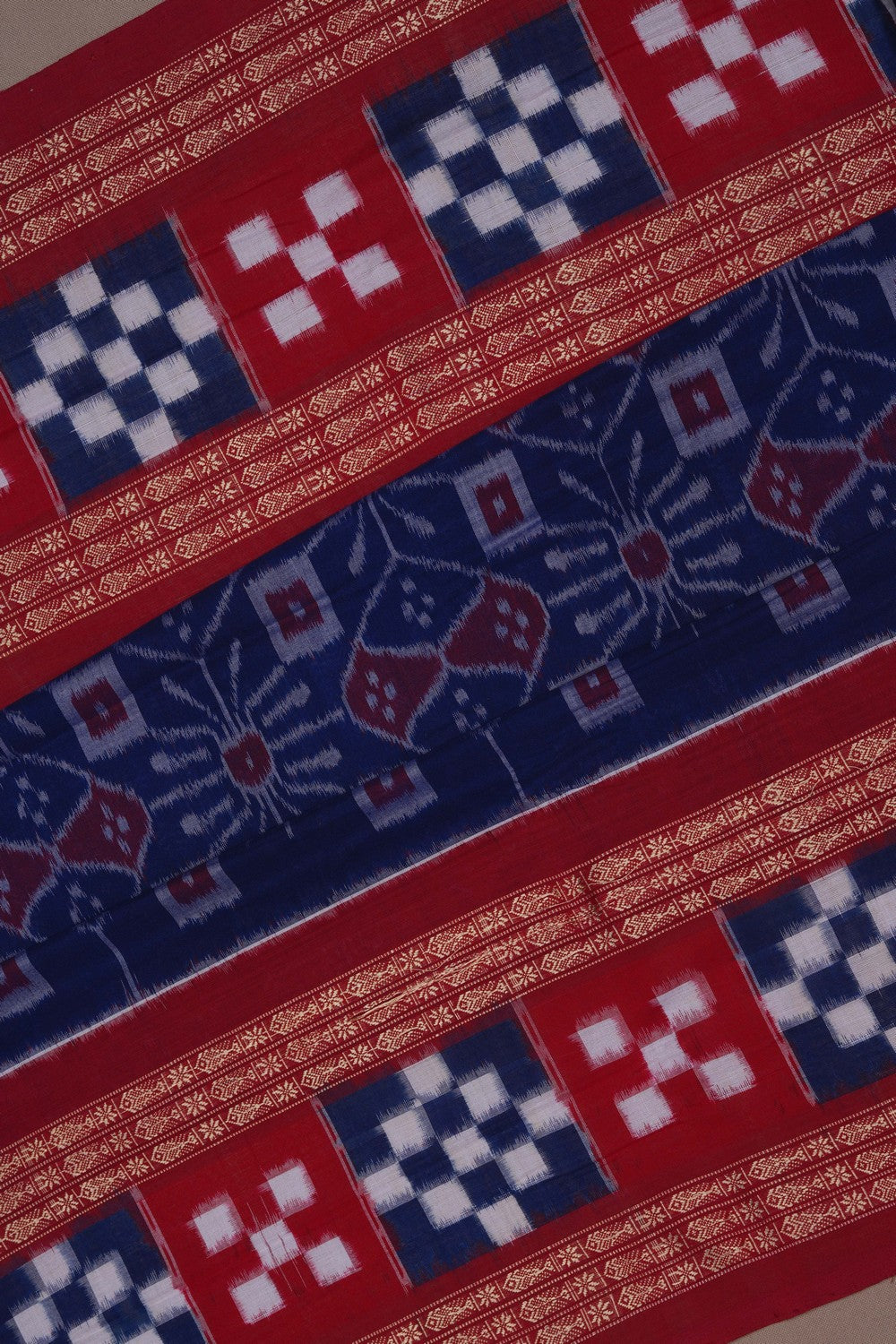 Image of Sambalpuri Cotton Indigo Blue Saree