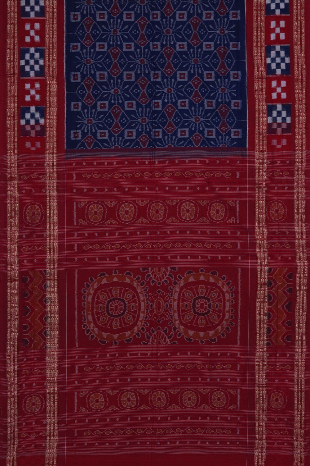 Image of Sambalpuri Cotton Indigo Blue Saree
