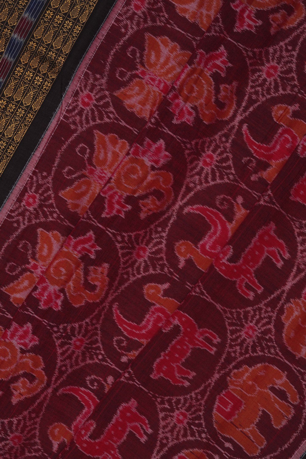 Image of Sambalpuri Cotton Maroon Saree