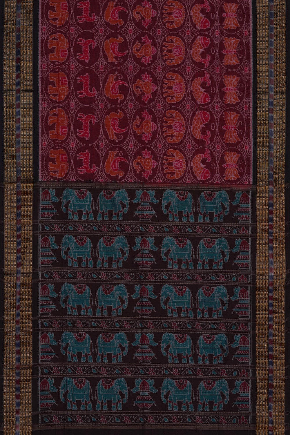 Image of Sambalpuri Cotton Maroon Saree