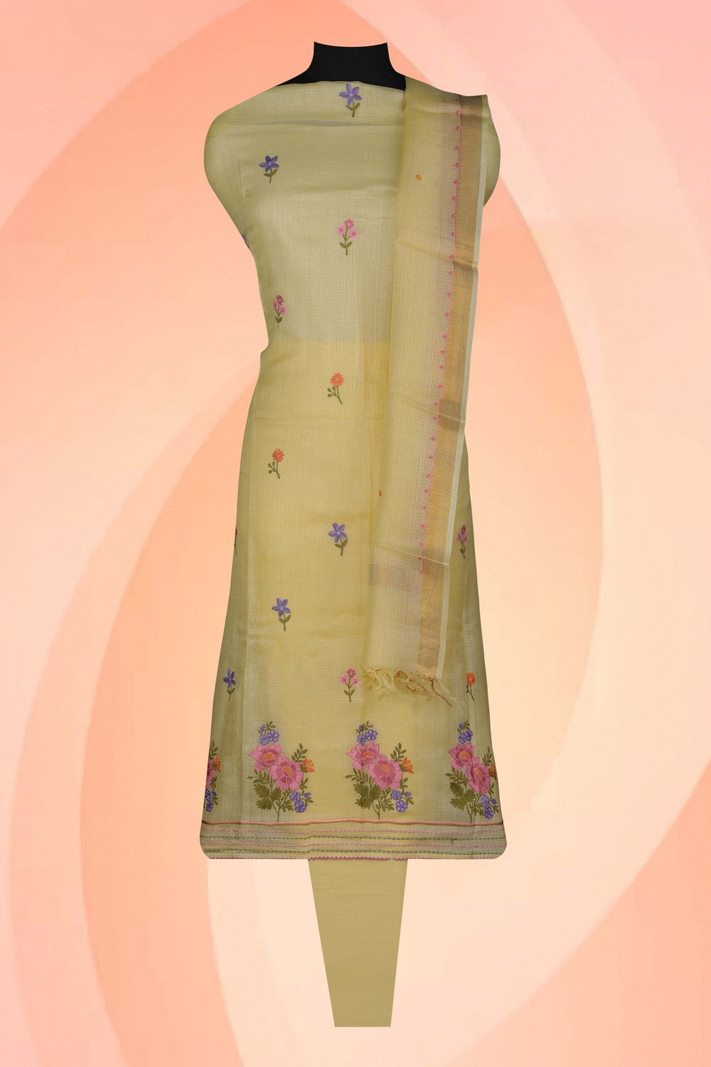 Image of Kota Doria Unstitched Suit (3 Pcs Set)