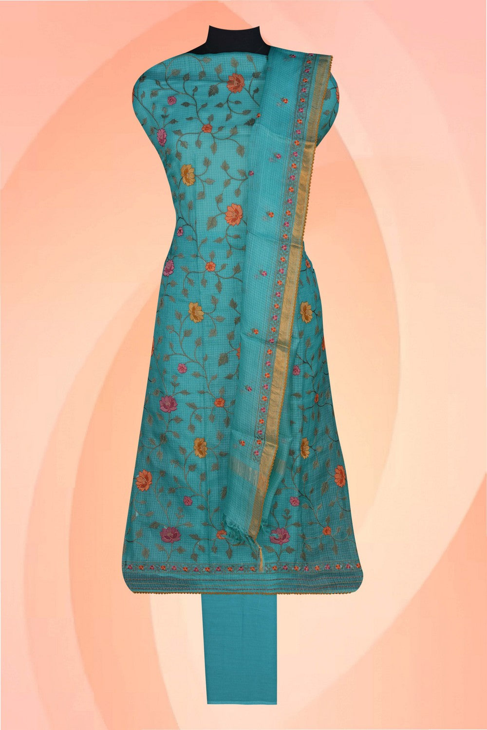 Image of Kota Doria Unstitched Suit (3 Pcs Set)
