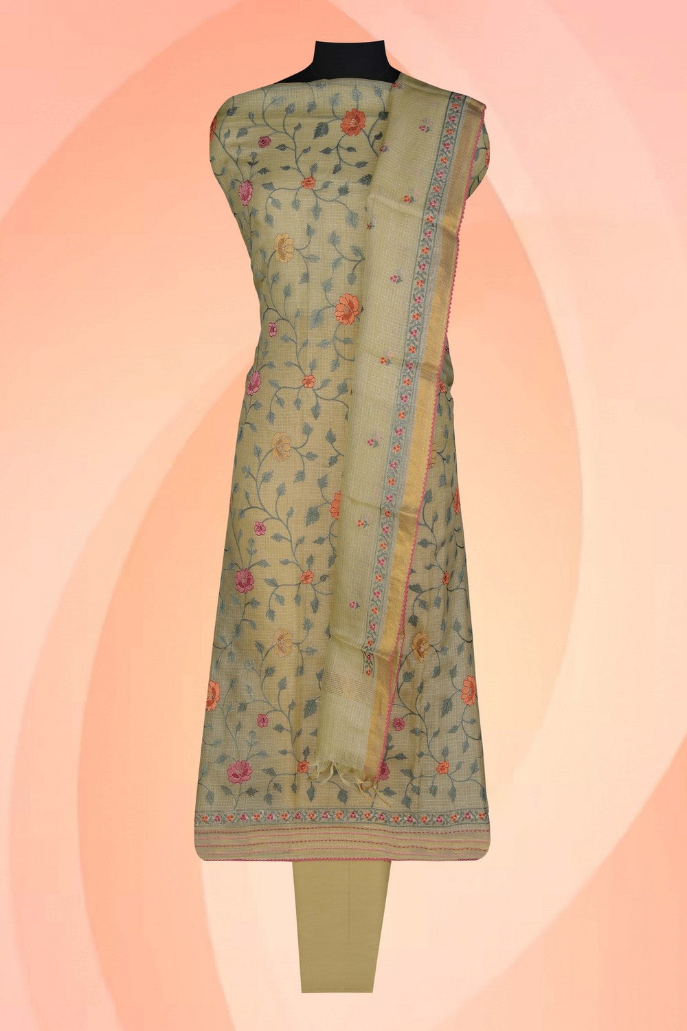 Image of Kota Doria Unstitched Suit (3 Pcs Set)