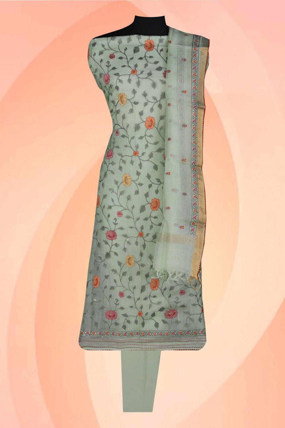 Image of Kota Doria Unstitched Suit (3 Pcs Set)