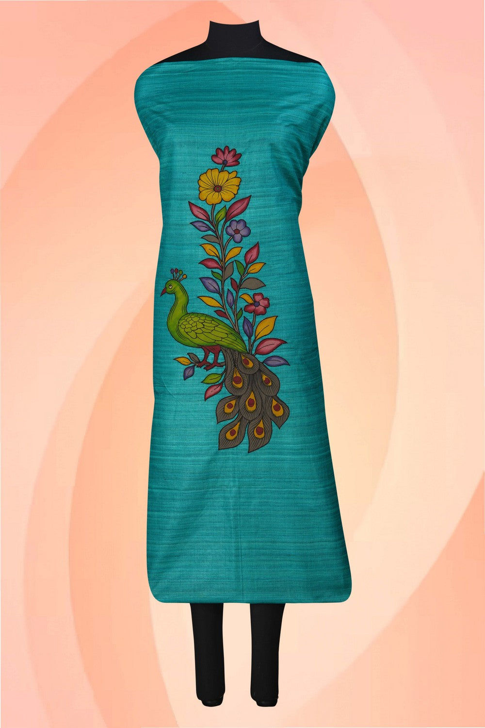 Image of Kalamkari Hand-Painted Kurta Fabric (1 Pcs)