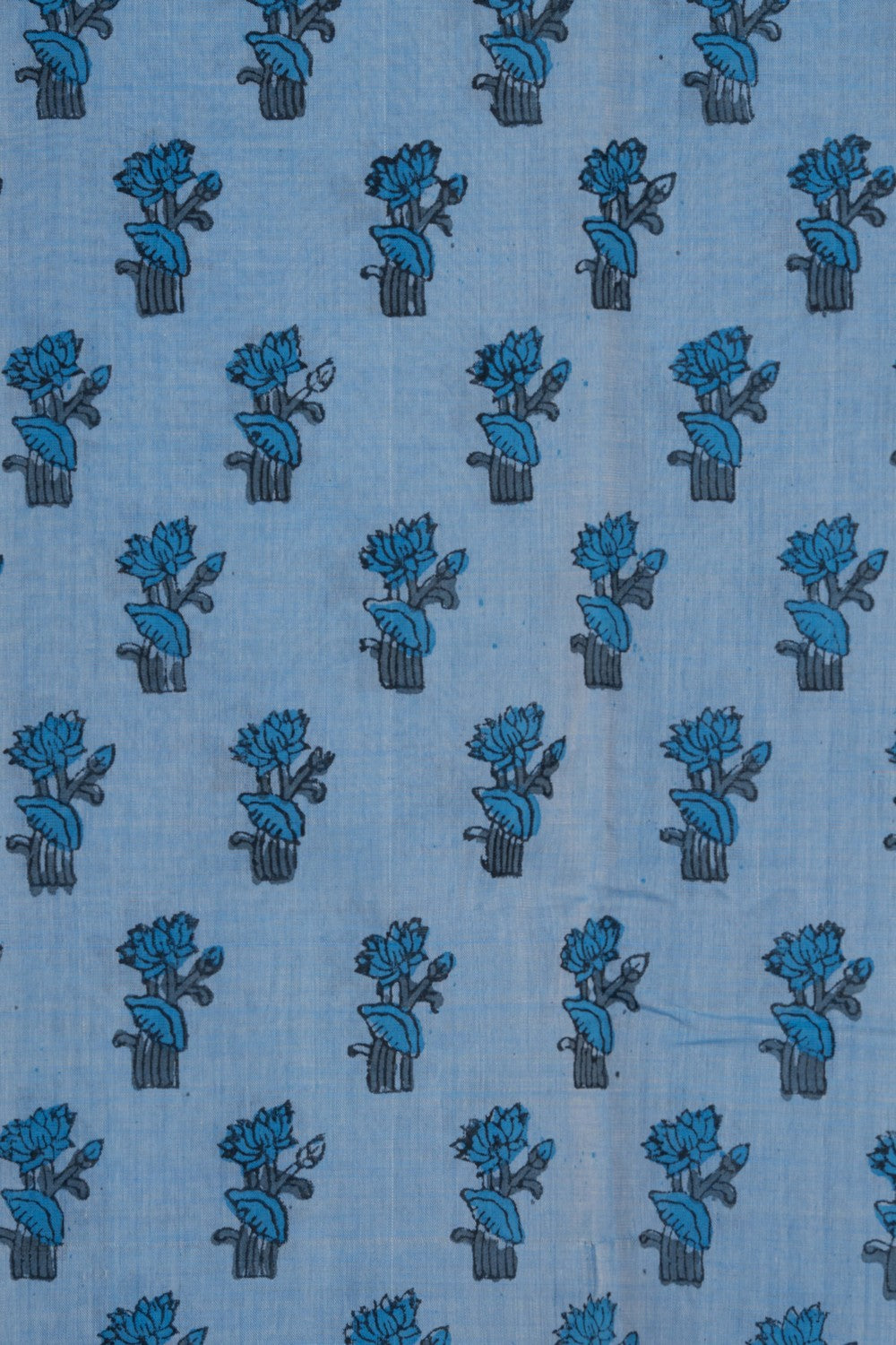 Image of Mangalagiri Cotton Blue Saree