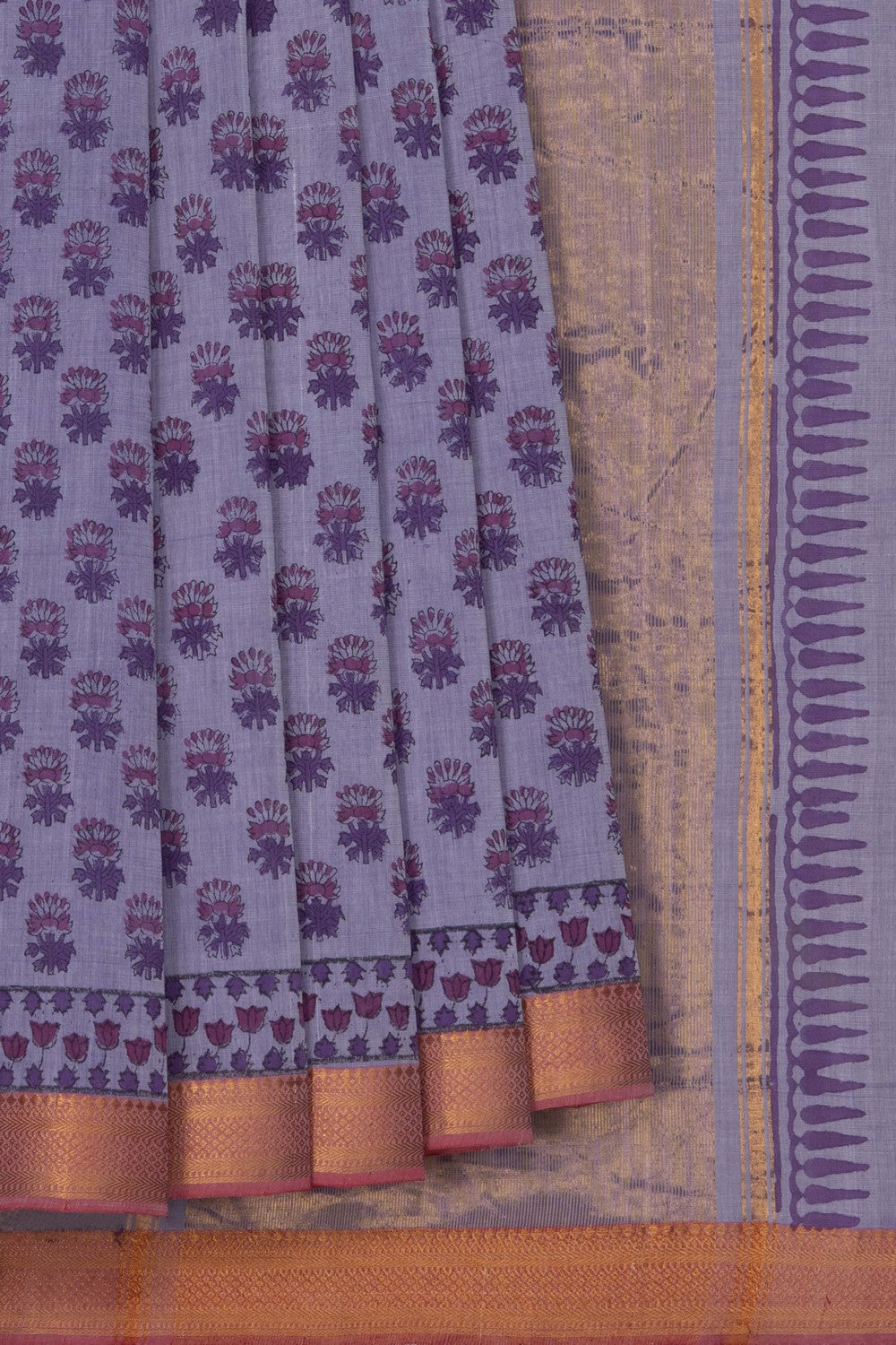 Image of Mangalagiri Cotton Purple Saree