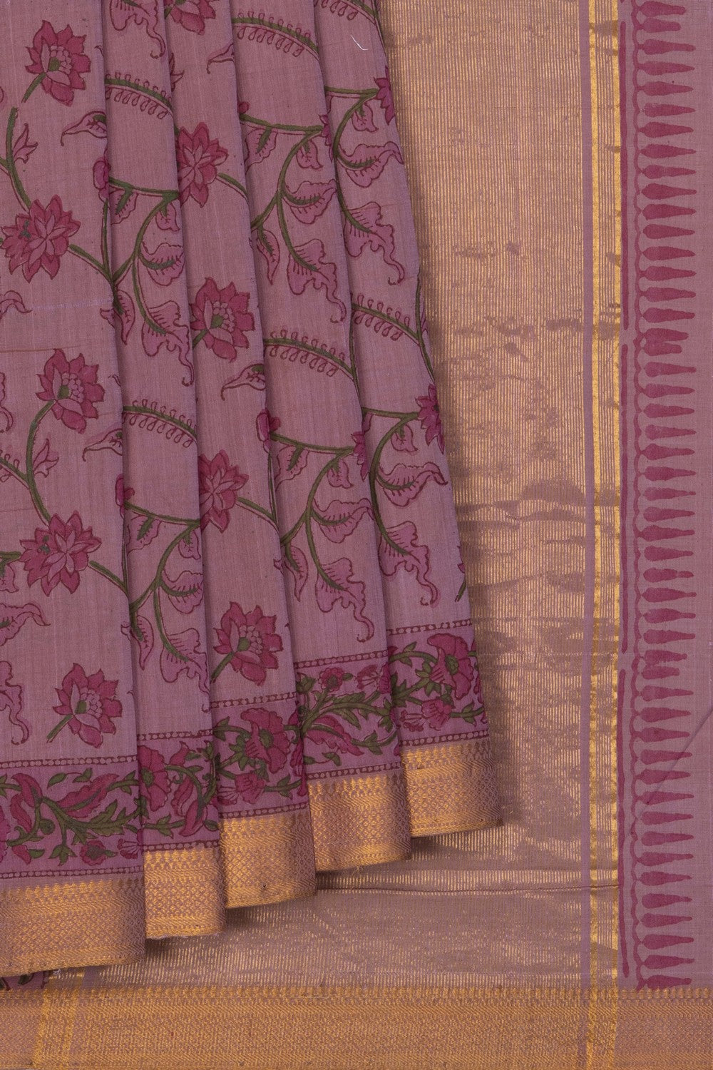Image of Mangalagiri Cotton Pink Saree