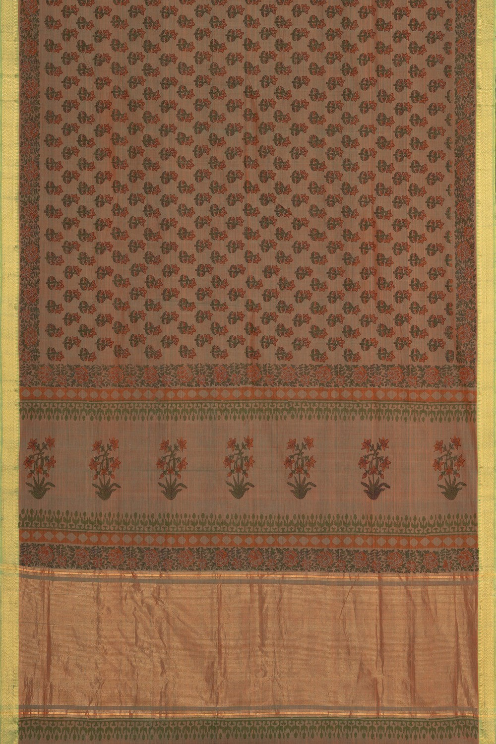 Image of Mangalagiri Cotton Green Saree