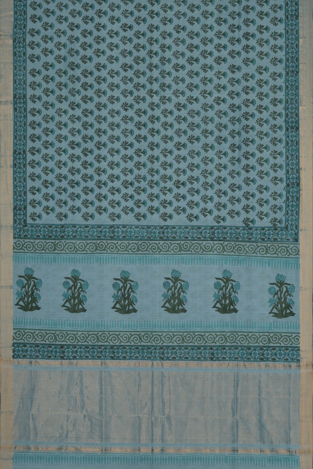 Image of Mangalagiri Cotton Sea Green Saree