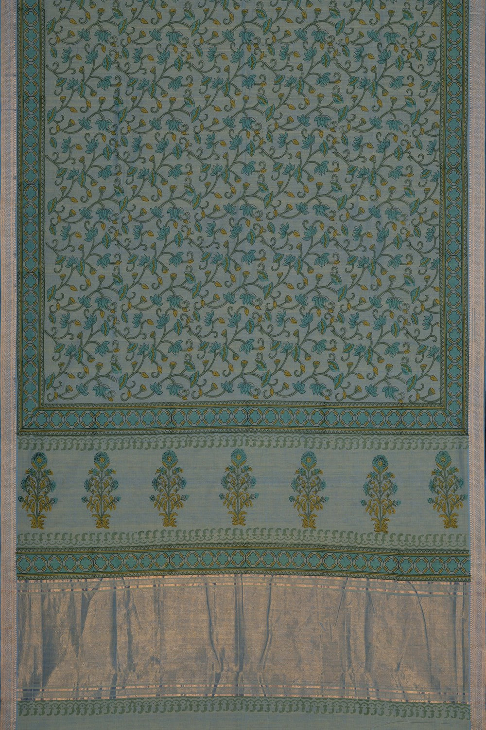 Image of Mangalagiri Cotton Green Saree